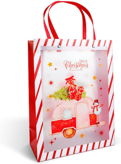 Plastic Crăciunească Geantă pentru Cadou Burgundy 24x9.5x19.5cm.