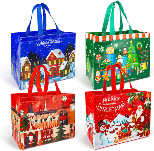Textil Crăciunească Geantă pentru Cadou Roșie 31x17x25cm.