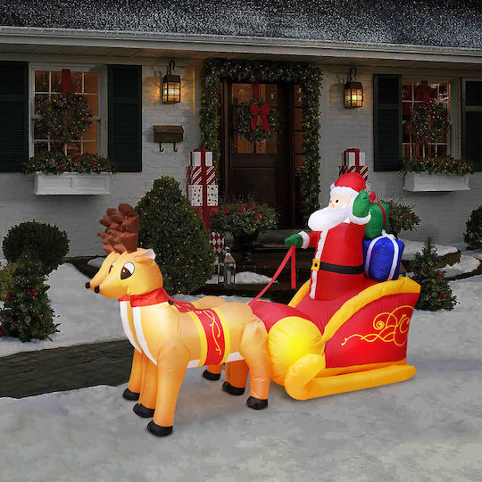Outdoor Inflatable Illuminated Santa Claus in Sleigh White 230cm