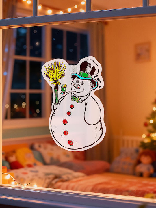 Weihnachtsaufkleber Fensterdekoration Schneemann Muster 30 X 29 Cm Weiß