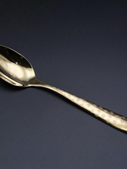 Set 6 Puffy Diamond Löffel Kaffee Tee Dessert Edelstahl Gold 14 Cm