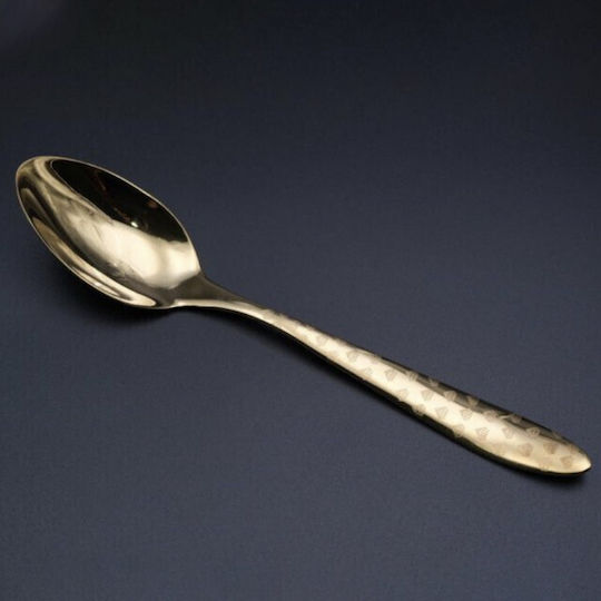 Set of 6 Puffy Diamond Spoons Coffee Tea Dessert Stainless Steel Gold 14 cm