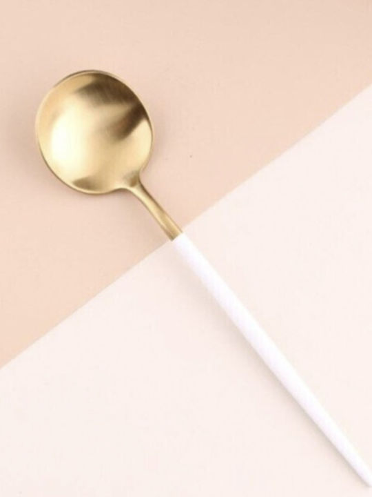 Set 6 Luxus Mini Löffel Kaffee Tee Dessert Edelstahl 13 Cm Gold Weiß