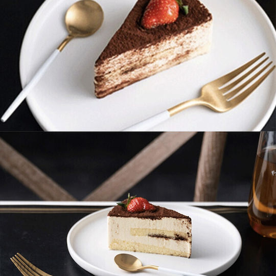 Set 6 Luxus Mini Löffel Kaffee Tee Dessert Edelstahl 13 Cm Gold Weiß