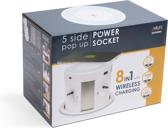 Delight Πολύπριζο 4 Θέσεων με 2 USB-A, USB-C και Καλώδιο 1.5m