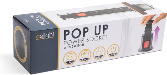 Delight Steckdosenleiste 3 Positionen mit Schalter und Kabel 1.5m