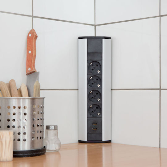 Delight Bandă de alimentare 3 Prize cu 2 USB-A și Cablu 1.5m
