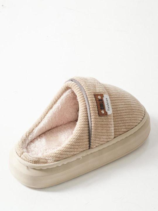 Winter Women's Slippers with Fur Brown