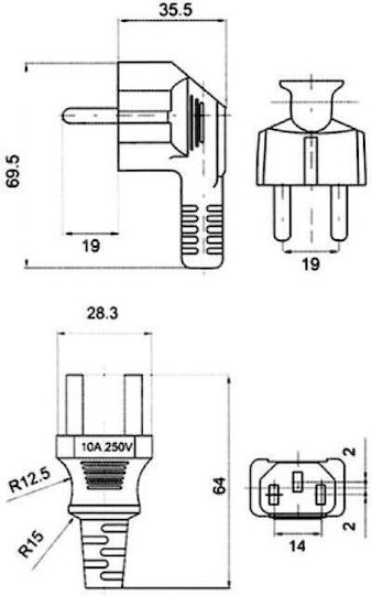 Schuko - IEC C13 Kabel 2m Schwarz (02.005.0056)