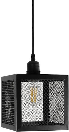 GloboStar Κρεμαστό Φωτιστικό Μαύρο με Ντουί E27 17x17x23εκ.