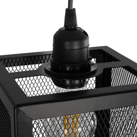GloboStar Κρεμαστό Φωτιστικό Μαύρο με Ντουί E27 17x17x23εκ.
