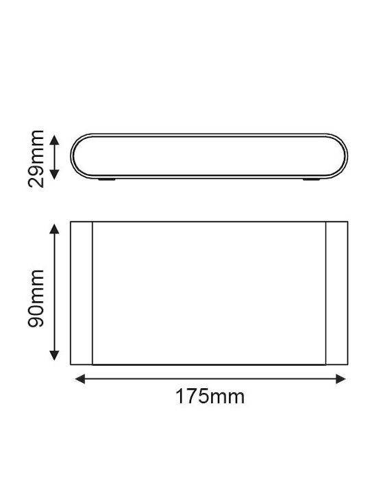 Aca Maida Επιτοίχια Εξωτερική Πλαφονιέρα LED IP54 11W με Θερμό Λευκό Φως Διπλής Δέσμης 17.5x9x9εκ.