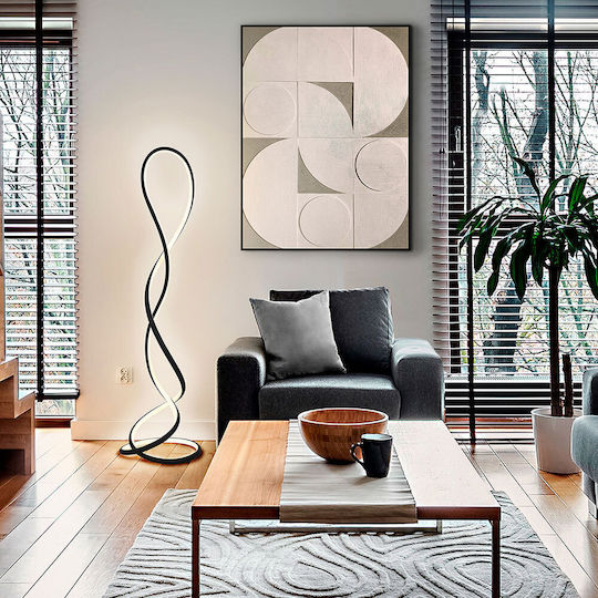 Evania LED Floor Lamp H147xW43cm. with Warm White Light 4000lm Black