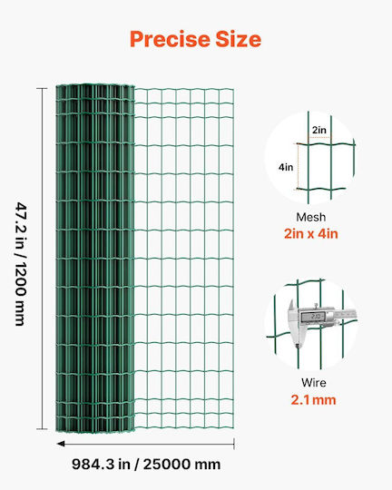 Vevor Wire Fencing Galvanized Green 1.2x25m