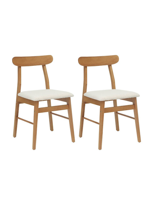Dining Room Wooden Chair Φυσικό, Ανοιχτό 43x44.5x77cm 2pcs
