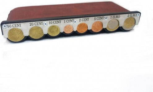 Metal Portable Coin Holder with 8 Slots 20x3.5x7.5cm Eurocash 02