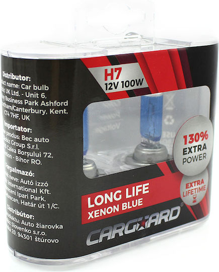 Set 1 Set 2 Halogen H7 Bulbs 100w +130% Intensity Long Life Carguard