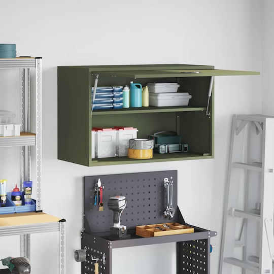 Wall Mounted Living Room Cabinet Made of Metal Olive Green 80x40x53cm