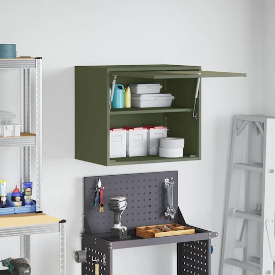 Wall Mounted Living Room Cabinet Made of Metal Olive Green 60x40x53cm