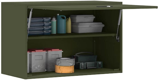 Wall Mounted Living Room Cabinet Made of Metal Olive Green 80x40x53cm