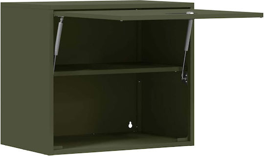Wall Mounted Living Room Cabinet Made of Metal Olive Green 60x40x53cm