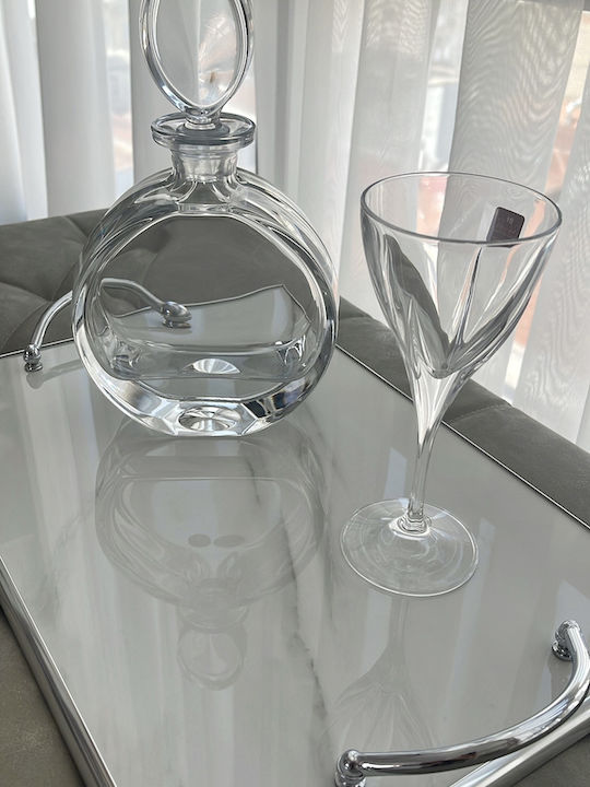 Set Modern De Vin 3 Bucăți Tavă Cu Aspect De Marmură Cristale De Calitate Superioară