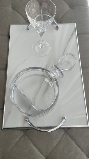 Modern Wine Set 3 Pieces Tray Marble Surface Crystals Top Quality