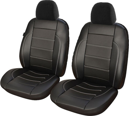 Autositzbezüge Set Glattes Öko Leder Mit Perforierten Leder Einsätzen S02 6 Stücke Smartic Schwarz