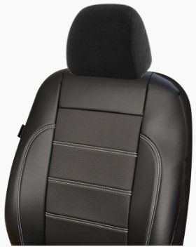 Autositzbezüge Set Glattes Öko Leder Mit Perforierten Leder Einsätzen S02 6 Stücke Smartic Schwarz