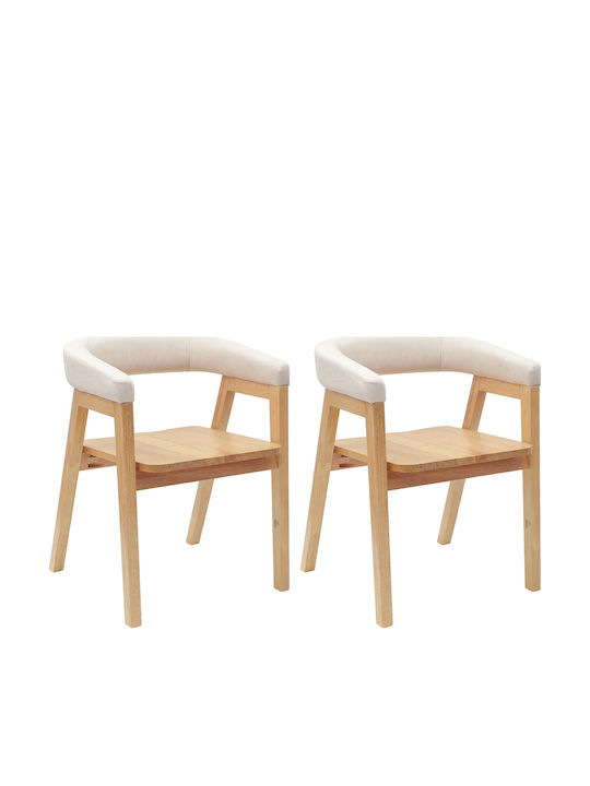 Scaun de exterior Lemn Natural 2buc 54x57x73cm