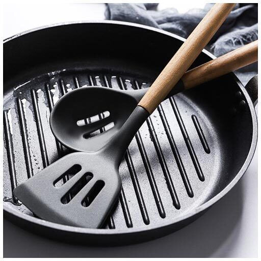 Ruhhy Silicone Cooking Utensil Set with Base Black 12pcs
