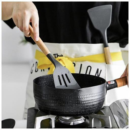 Ruhhy Silicone Cooking Utensil Set with Base Black 12pcs