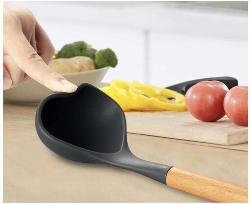 Ruhhy Silicone Cooking Utensil Set with Base Black 12pcs