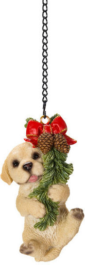 Hängendes Weihnachtsbaumschmuck Hund aus Kunstharz Beiges 4.5x5cm