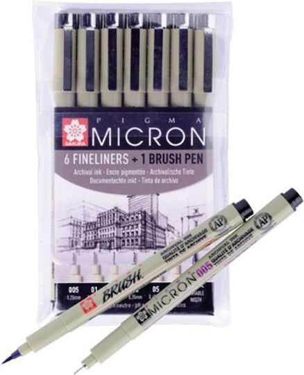 Sakura Pigma Micron Marker Gestaltung von Schwarz Set 7Stücke 38821