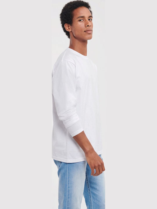 Russell Europe Unisex Διαφημιστικό T-shirt Μακρυμάνικο White