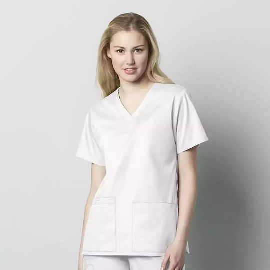 WonderWink V-neck Γυναικεία Ιατρική Μπλούζα Λευκή