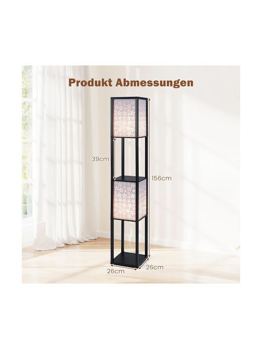 Costway Floor Lamp H156xW3cm. with Socket for Bulb E27 Black