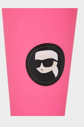 Karl Lagerfeld Ποτήρι από Γυαλί σε Ροζ Χρώμα με Καλαμάκι
