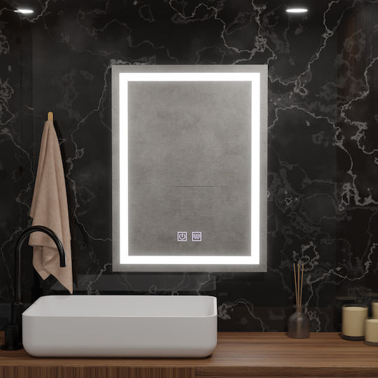 Alista Home Μεγεθυντικός Ορθογώνιος Καθρέπτης Μπάνιου Led Αφής 45x60cm Διάφανος