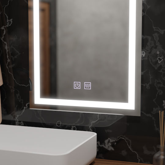 Alista Home Μεγεθυντικός Ορθογώνιος Καθρέπτης Μπάνιου Led Αφής 45x60cm Διάφανος