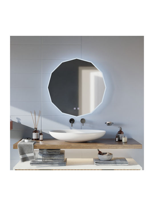 Alista Home Στρογγυλός Καθρέπτης Μπάνιου Led Αφής 60x60cm