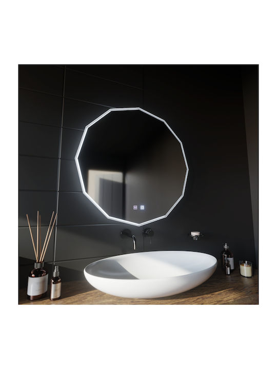 Alista Home Στρογγυλός Καθρέπτης Μπάνιου Led Αφής 60x60cm
