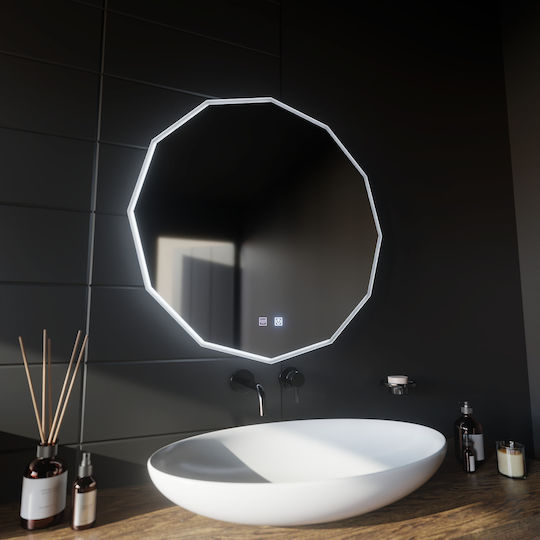 Alista Home Στρογγυλός Καθρέπτης Μπάνιου Led Αφής 60x60cm