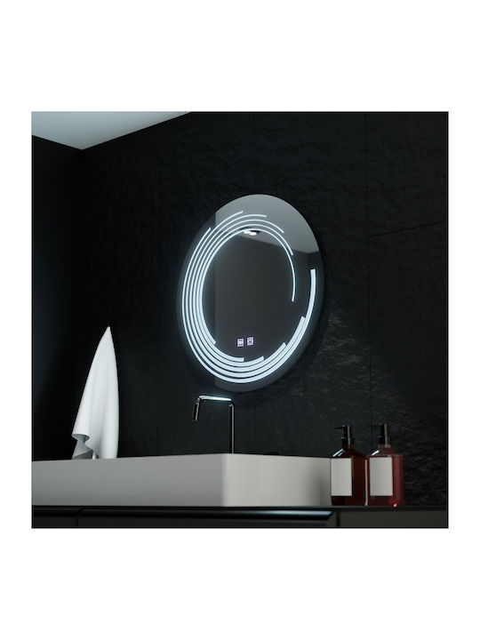 Alista Home Στρογγυλός Καθρέπτης Μπάνιου Led Αφής 60x60cm Διάφανος