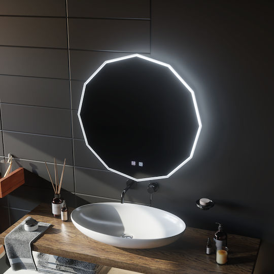 Alista Home Στρογγυλός Καθρέπτης Μπάνιου Led Αφής 60x60cm