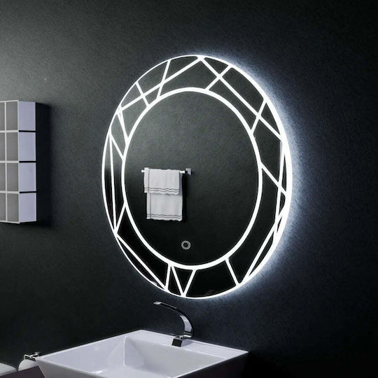 Alista Home Увеличаващ Кръгло Банско Огледало LED Touch 60x60см