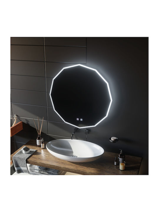 Alista Home Στρογγυλός Καθρέπτης Μπάνιου Led Αφής 50x50cm