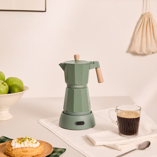 Create Thera Electric Stovetop Espresso Pot 6 Cups 480W Verde