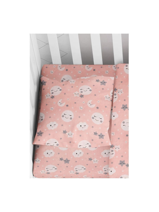 Dimcol Smile Baby Sheets Set Crib Cotton Coral 120x160cm 3pcs
